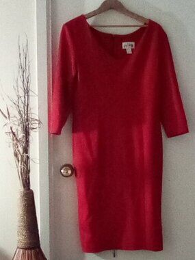 Joseph Ribkoff Red Dress Size 16 Full Zip Bust 40" (Doubled) Waist 36 ( Doubled)